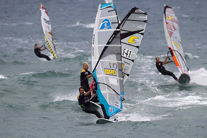 Angulo crosses the line - PWA World Cup Catalunya Costa Brava 2011-12 ©  John Carter / PWA http://www.pwaworldtour.com